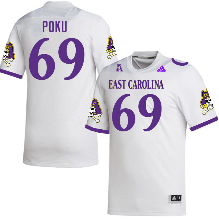 #69 Emmanuel Poku East Carolina Pirates College Football Jersey Stitched-White